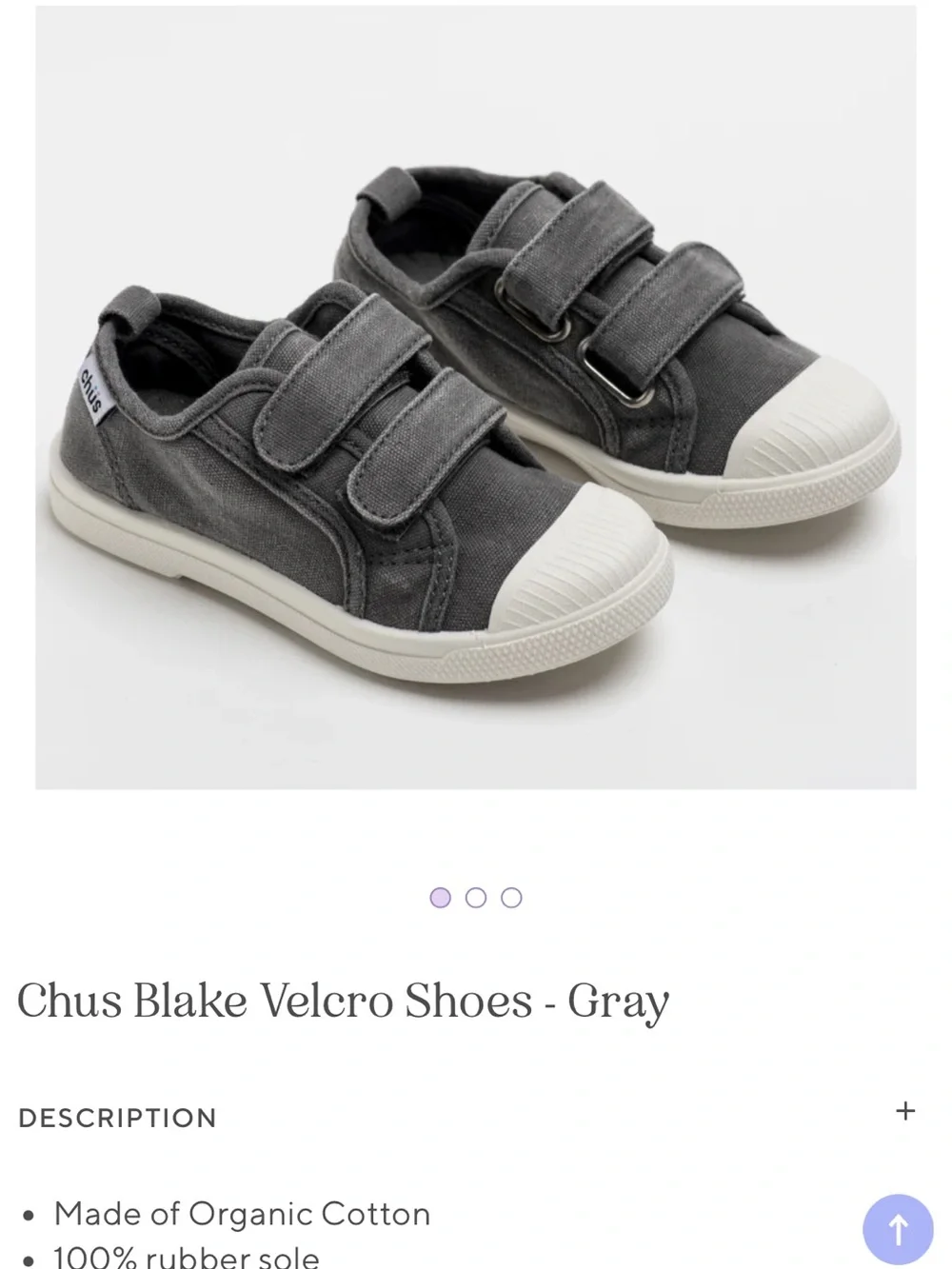Chus Kids' Gray Canvas Velcro Sneaker